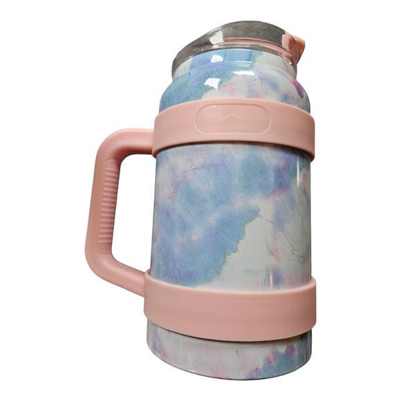 Wellness Double Wall Stainless Steel Insulated Bottle 52 oz Marbled Blue/Pink - Picture 1 of 4